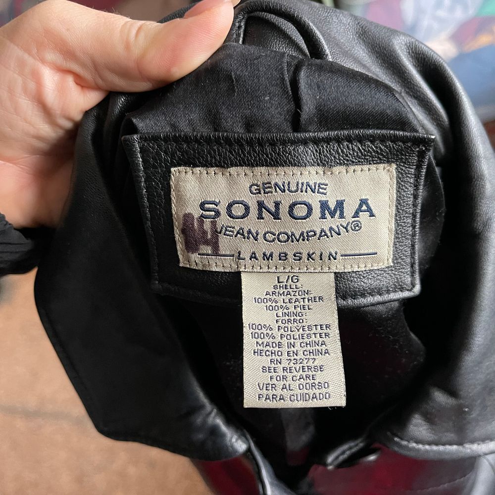 Vintage Sonoma Lambskin Piel Leather 90s Y2K Button-Front Leather‎ Jacket - Picture 3 of 10